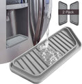 KindGa Refrigerator Drip Catcher Tray,Protector Ice and Water Dispenser Pan,Fridge Spills Water Pad Catch Basin for Drainage 2 Pack (Rectangular,Grey)