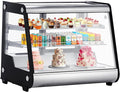 5.3 Cu.Ft Beverage Countertop Pastry Refrigerator, 3 Shelves Commercial Display Refrigerator Display Case w/LED Air-Cooling Automatic Defrost Rear Sliding Door for Cafe Restaurant, Black