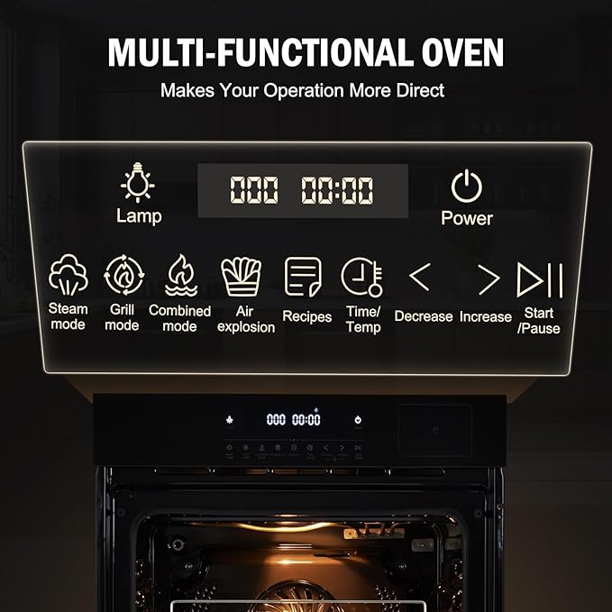 24 in Built-in Electric Wall Oven,Single Convection Oven with 70 L(2.5Cu.ft) Capacity,8 Cooking Modes & Touch Control for Baking, Roasting,Stainless Steel