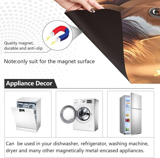 Horse Running Dishwasher Magnet Cover Front Dishwasher Cover Magnetic Home Cabinet Decals Appliances Stickers Refrigerator Decor, 23x26in