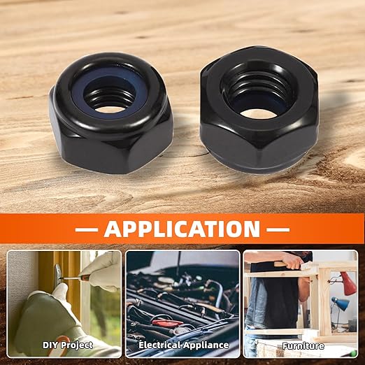MewuDecor 1/2-13 Nylon Insert Hex Lock Nuts Locknuts, 304 Stainless Steel 18-8, Black Oxide (304), 10 PCS