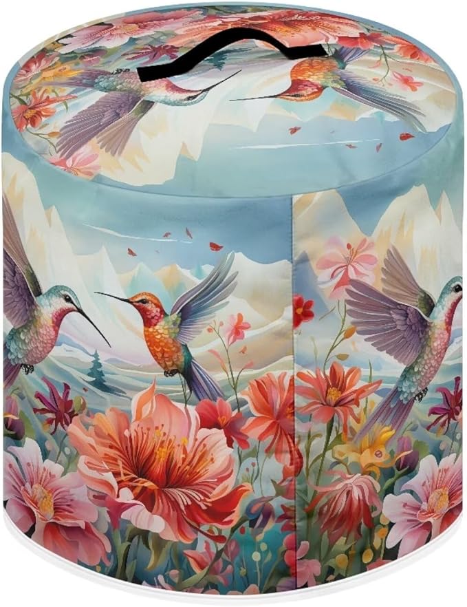 Flashideas Hummingbird Floral Pressure Cooker Cover for Women Insulated Rice Cooker Cover with Easy to Clean Lining Stain Resistant Dust Cover with Pockets for Instant Pot 6 Quart Appliance Cover