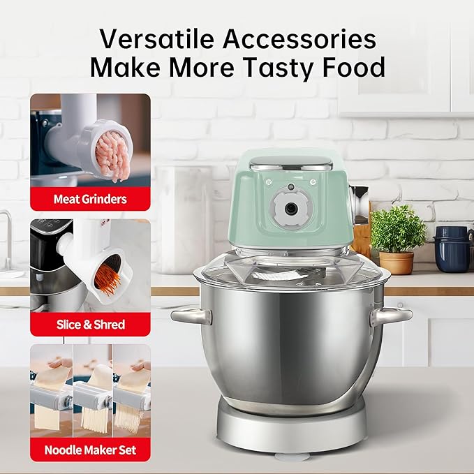 Hauswirt High-End Smart Stand Mixer M5, LED Touchscreen Mixers Kitchen Electric Stand Mixer, 5 Preset Menus, 5.3Qt Dough Mixer, 11speeds Kitchen Mixer with Egg Whisk, Dough Hook, Beater, lake green