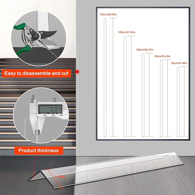 Clear Corner Protectors, 2-Pack Self-Adhesive Wall Guards for Baby Safety, Furniture Edge Protection (3cm x 80cm)