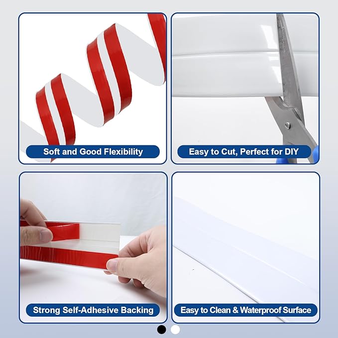 Storystore Wall Corner Protector Moulding Trim 1.6 in x 23 Ft,Peel and Stick Corner Moulding Trim, Self Adhesive Corner Guards Edge Protector for Wall Edge Corner, Countertop,White