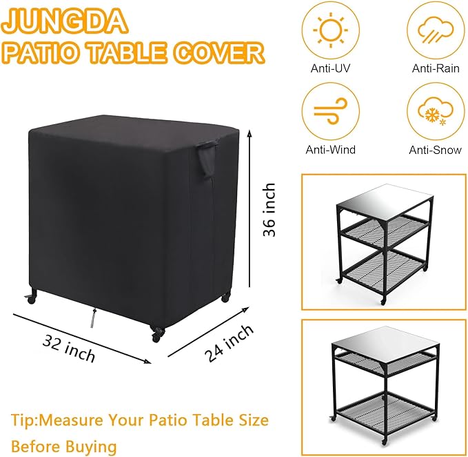 Pizza Oven Table Cover for Ooni Medium Modular Table,Outdoor Prep Cart Table Cover for Ooni Pizza Oven Stand - 32 x 24 x 36 Inch