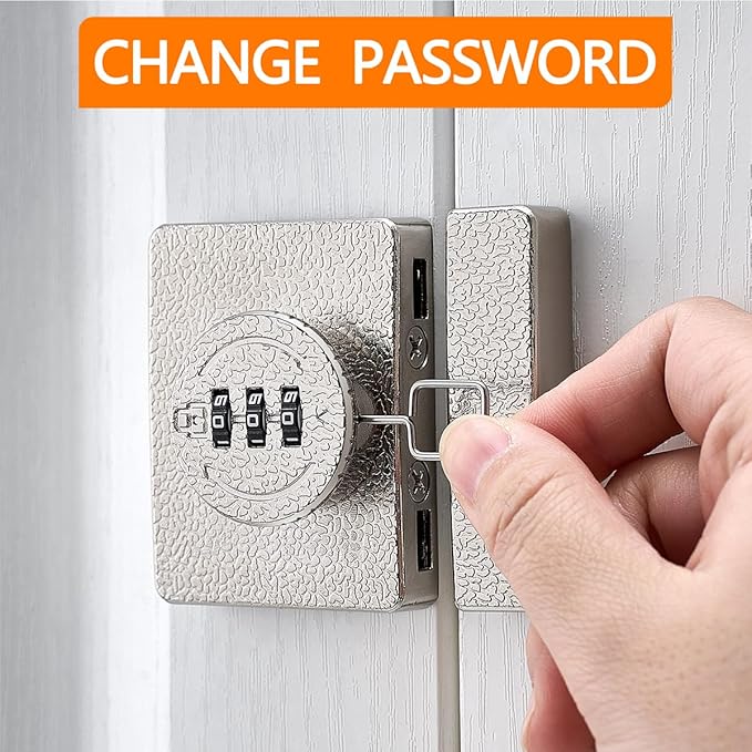 Silvery Cabinet Lock,3 Digit Password Keyless,Anti Pry Mechanical Password Lock,Protect Privacy,for Drawer,Cabinets,Locker, Closet,Windows,Sliding Door,Bathroom,and Garden