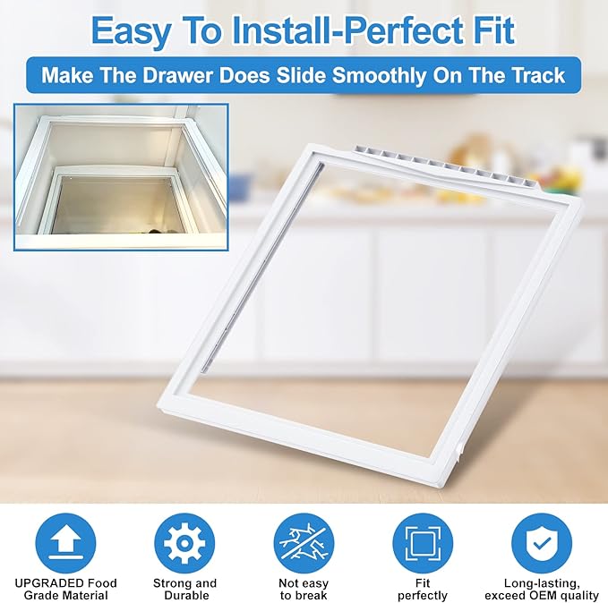 Upgraded 241969501 Shelf Frame without Glass Refrigerator Compatible with Frigidaire Shelf Replacement Parts Frigidaire Gallery Shelf Replacement LFSS2612TF0 FGHS2631PF4A FFSS2615TS0 Drawer Shelves