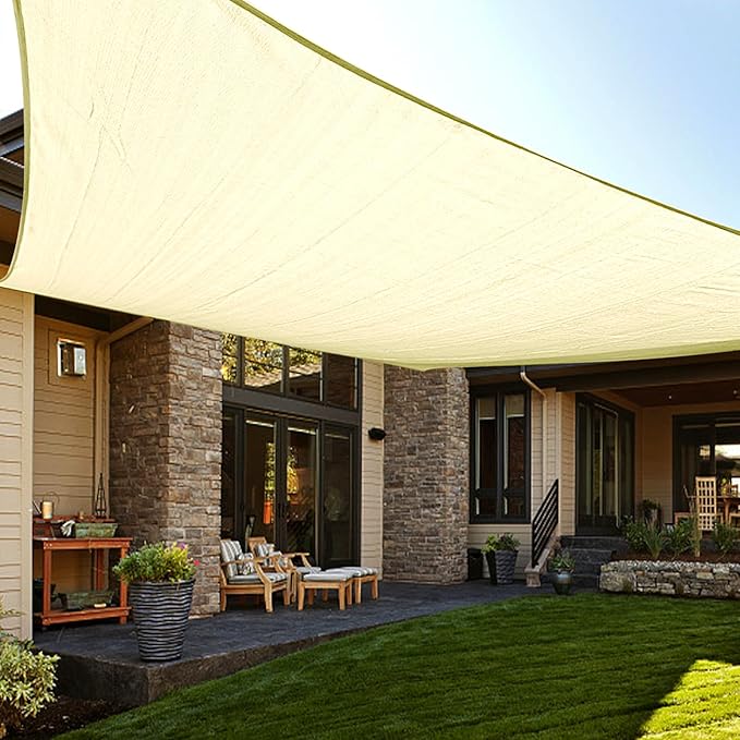LOVE STORY Custom Size 16' x 20' Butter Cream Sun Shade Sail Canopy Commercial Rectangle Sail Shade Fabric for Patio Garden Backyard Pool (Customized)