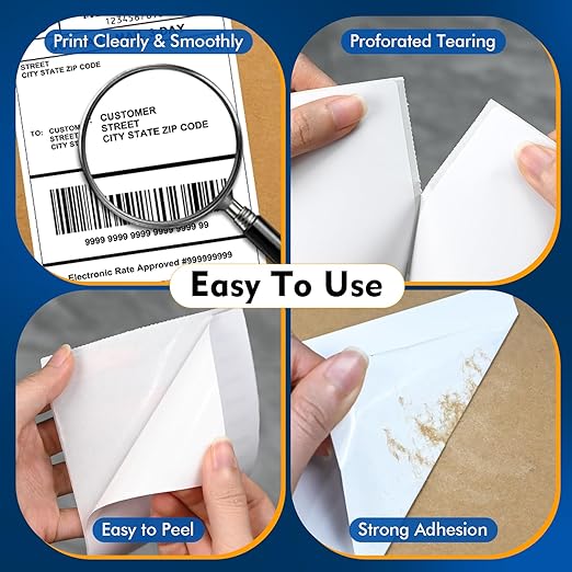 L LIKED 880 PCS 4"x 6" Direct Thermal Labels White Perforated Shipping Label, 220 Labels/Roll,Strong Adhesive, Compatible with DYMO 4XL 1744907,Zebra, Rollo, Jadens, Nelko,4 Rolls