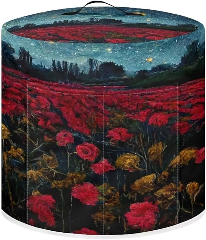 Starry Night Pressure Cooker Appliance Cover, Also Fit for Rice Cooker, Air Fryer and Crock Pot, 3 Quart Dust Cover with Pocket for Spoon/Cooking Utensils/Recipes, Washable