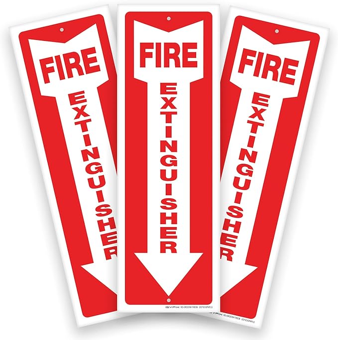 iSYFIX Fire Extinguisher Signs – 3 Pack 4x12 Inch – 40 mil Thick Polystyrene Plastic, Laminated for Ultimate UV, Weather, Scratch, Water & Fade Resistance, Indoor & Outdoor