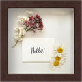 FrameWorks Mahogany Wooden Shadow Box Frame - 8' x 8' Display Case with Soft Felt Back, Tempered Glass, Elegant White Ball Push Pins