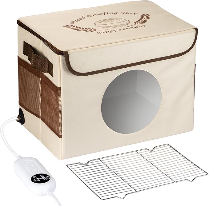 Foldable Bread Proofing Box with Temperature Timer Controller (86-113℉),Space-Saving Dough Proofer with Metal Rack,Sourdough Starter Warmer,Proofing Box for Bread Baking,Pizza,Yogurt,Seed Starting