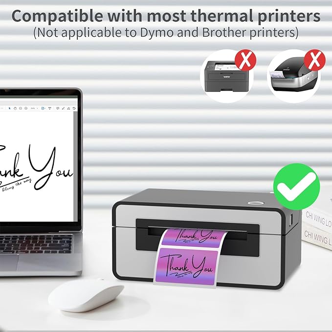 MFLABEL 2.25" x 1.25" Holographic Purple Thermal Labels, 500pcs Waterproof Self-Adhesive Printable Stickers for Thermal Printers, Small Business Logo, Barcode, Packaging