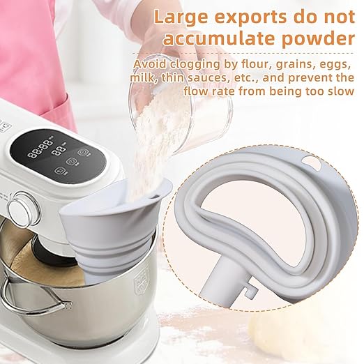 Counte Flour Funnel Silicone for Kitchen Aid Standing Mixer,New Flour Funnel-Stand Mixer for Kitchen Aid Artisan Ksm150 5-Quart Tilt-Head Stand Mixer,Enables Guided Pouring (White)