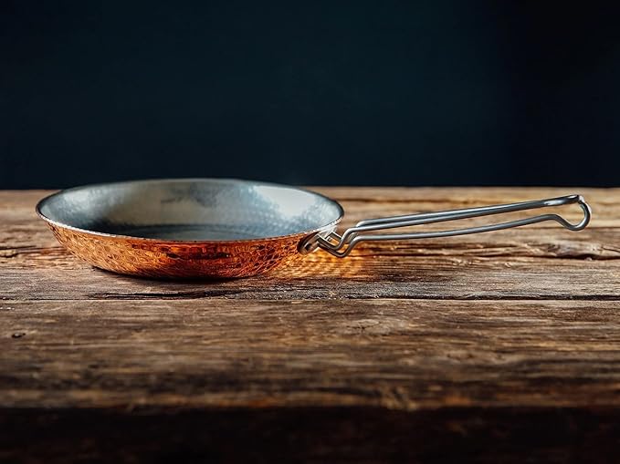 Sertodo Copper Skillet Pan | 10 inch Diameter | Patented Stainless Steel Handle System | Naturally Non-Stick Tin Lining, Pure Copper Body | Professional Kitchen Grade | Elegant, Durable, Functional