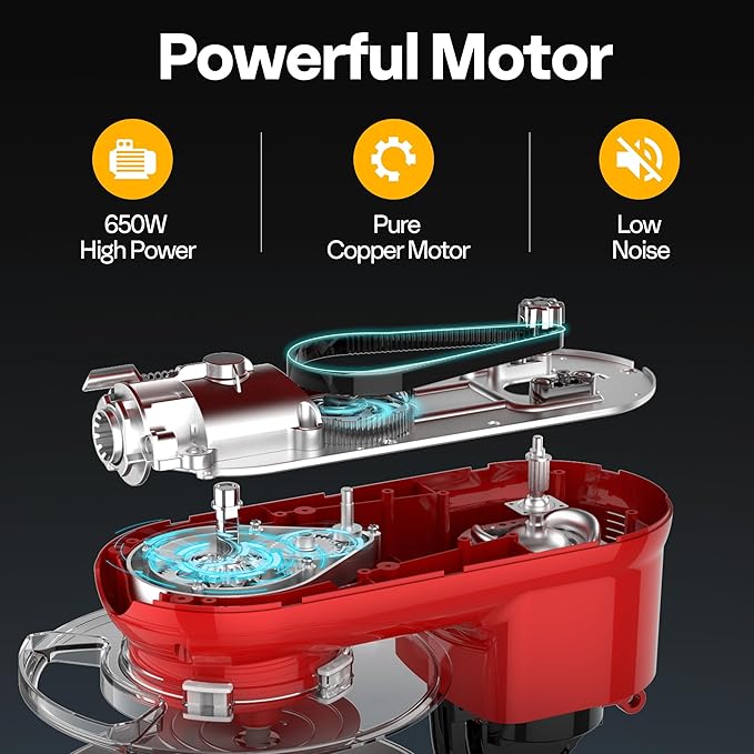 VIVOHOME 3-in-1 Stand Mixer, 6 Quart Electric Tilt-Head Kitchen Mixer with Bowl, Multifunctional Food Mixer with Meat Grinder and Blender Attachments, Dough Hook, Beater, and Whisk, Red
