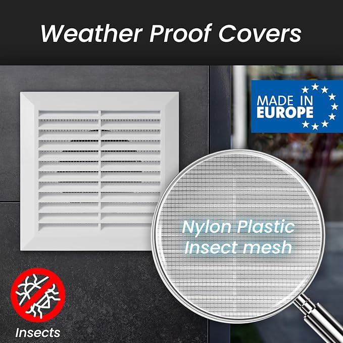 Repa Market 4 Inch (Opening) White Air Vent Cover - Plastic Fresh Air Intake Vent for Round Duct - Register Vent Cover with Mesh Screen - Wall or Ceiling HVAC Return Air Register - Modern Soffit Vents