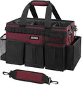 Wearable Cleaning Caddy Bag, Cleaning Caddy Supplies Organizer with Handle & Shoulder Straps for Housekeepers, Under Sink & Car Cleaning Tool Organizers with 4 Foldable Divider (Magenta)