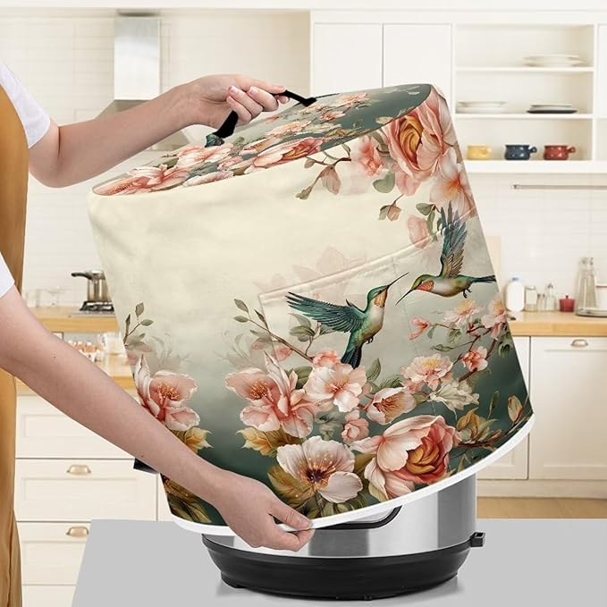 Hummingbird Pressure Cooker Cover with Storage Pocket Compatible with 8 10 Quart Instant Pot, Durable Rice Cooker Air Fryer Accessories, Waterproof Kitchen Appliances Dust Cover