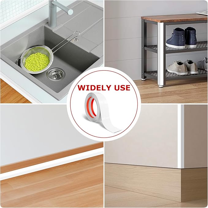 Flexible Wall Corner Protector Moulding Trim Peel and Stick Wall Corner Guards Edge Protector Self Adhesive Molding Trim Strip for Edge Ceiling (White, 1.6 in x 40 Ft)