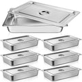 Dandat 6 Pack Full Size Steam Table Pans Deep Hotel Pan with Lid Thick Stainless Steel Restaurant Commercial Trays Steam Food Containers for Chafing Dish Buffet(20.8 x 12.8 x 3.9 Inch)