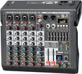 Audio Mixer, 6-Channel Professional DJ Mixer with 99-Bit DSP Effects, 7-Band EQ, 48V Phantom Power, MP3/Computer Input - Studio Audio Mixing Console for Recording & Live Performances