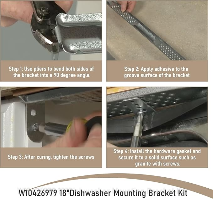 W10426979 "18 Inch" Dishwasher Mounting Bracket Kit for Granite and Quartz Countertops Compatible with Whirlpool KitchenAid Maytag Mounting Bracket W10426979 AP5607641 AH3632890 EA3632890 PS3632890