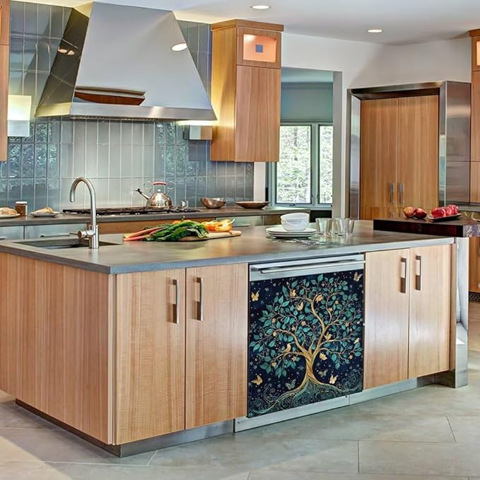 Tree of Life Dishwasher Magnet Covers for Front Door Decal, Magnetic Dishwasher Covers Decorative, Refrigerator Magnet Dishwasher Decal Panel Cover, 23"X26"