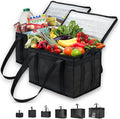 NZ home Insulated Cooler Bag and Food Warmer (Large, 2 pack) for Food Delivery & Grocery Shopping with Zippered Top, Black