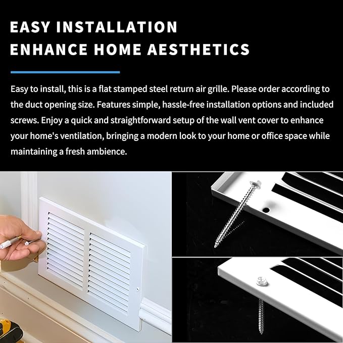 14x20 Return Air Grille(Duct Opening Size),Air Return Vent Cover,Flat Vent Cover,Rejillas De Aire Acondicionado para Casa,Return Air Grilles,Outer Dimensions:15.75"Wx21.75"H(14"Wx20"H, Duct Opening)