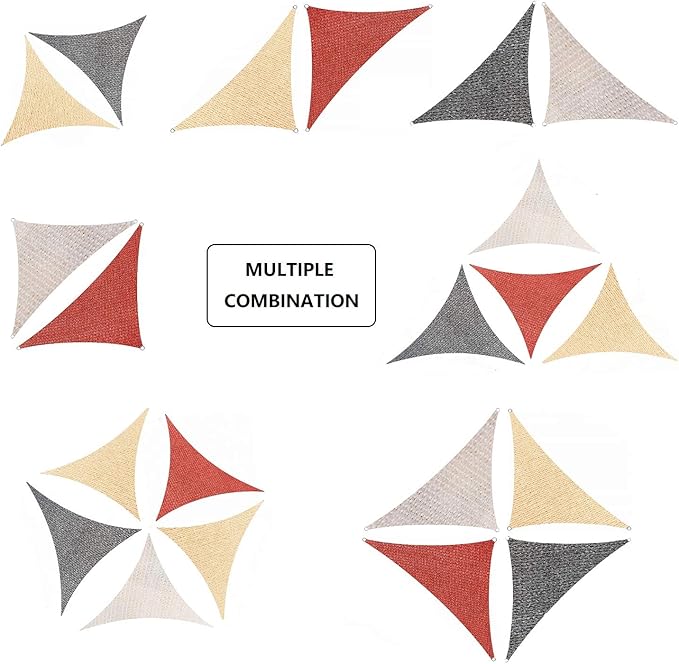 AsterOutdoor Sun Shade Sail Triangle 16' x 16' x 16' UV Block Canopy for Patio Backyard Lawn Garden Outdoor Activities, Cream