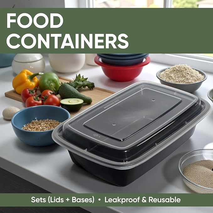 24 oz 150 Pack Meal Prep Containers BPA Free Leakproof Stackable Food Storage Containers with Lids, Microwave & Dishwasher Freezer Safe Reusable To Go Containers Bento Box Style Take Out Clear Plastic