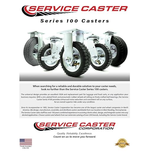 Service Caster Brand Replacement Caster for Uline Caster H-3329BL-S - Swivel Top Plate Caster with 10 Inch Pneumatic Wheel - Heavy Duty Replacement - Fits Platform Trucks and Utility Carts H-2473