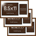 Homeforia 11x18 Brown Diploma Frame with Photo, High End Oak 11 x 18 Certificate Wood Frame with Mat 8.5 x 11 Diploma and 5x7 Picture, Walnut Wooden Document Frames, Tempered Glass, Wall Kit, Set of 3