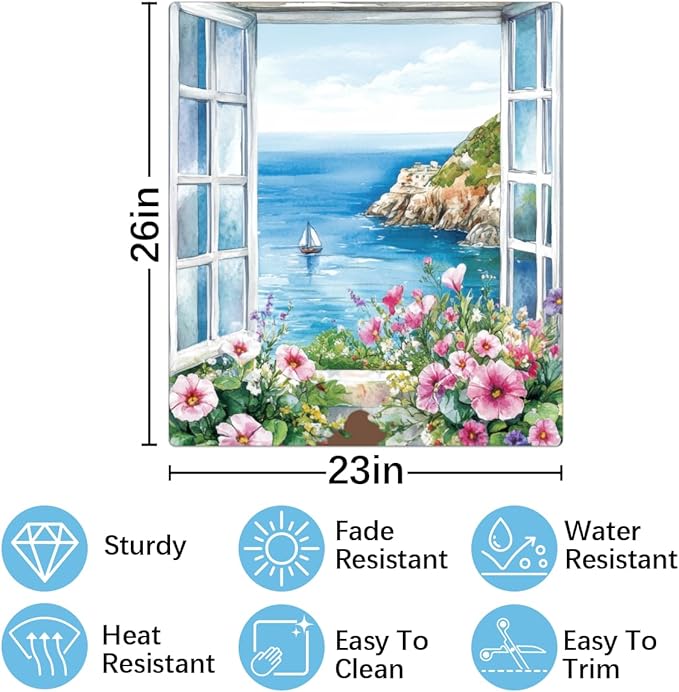 Dishwasher Magnet Cover Flower Ocean Beautiful Dishwasher Decorative Cover Front Dishwasher Door Cover Reuseable Dishwasher Cover Panel Decal for Kitchen Refrigerator Home Appliances 23" X 26"
