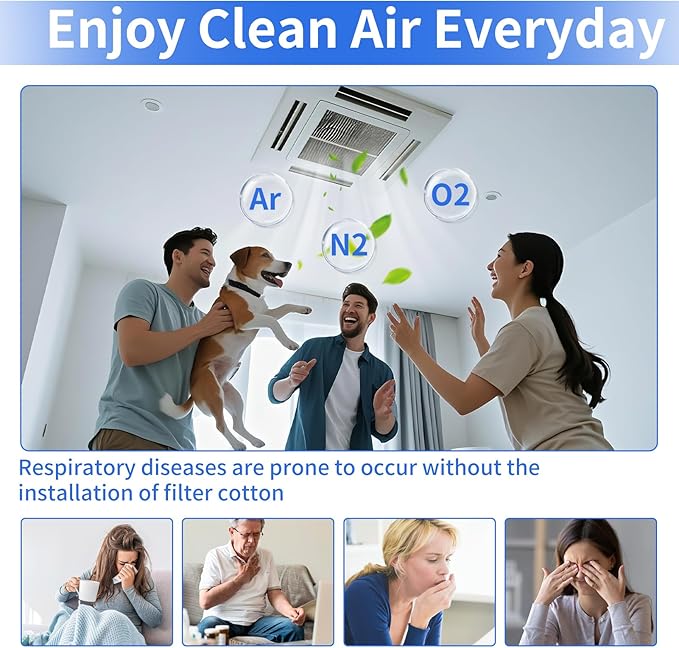 Air Vent Filters, 10"x90" Cut to Fit Air Filter Material,MERV 8 Reusable 3-Layer Air Vent Filter for Home Floor, Grilles, Ceiling, HVAC Furnace Vents, With Adhesive Tape