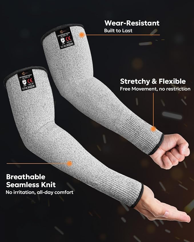 Evridwear Protective Arm Sleeves Cut Resistant Farmers Sleeves for Men Work, Gardening, Farming, Arm Protectors for Thin Skin and Bruising (Large, No Thumb Hole)