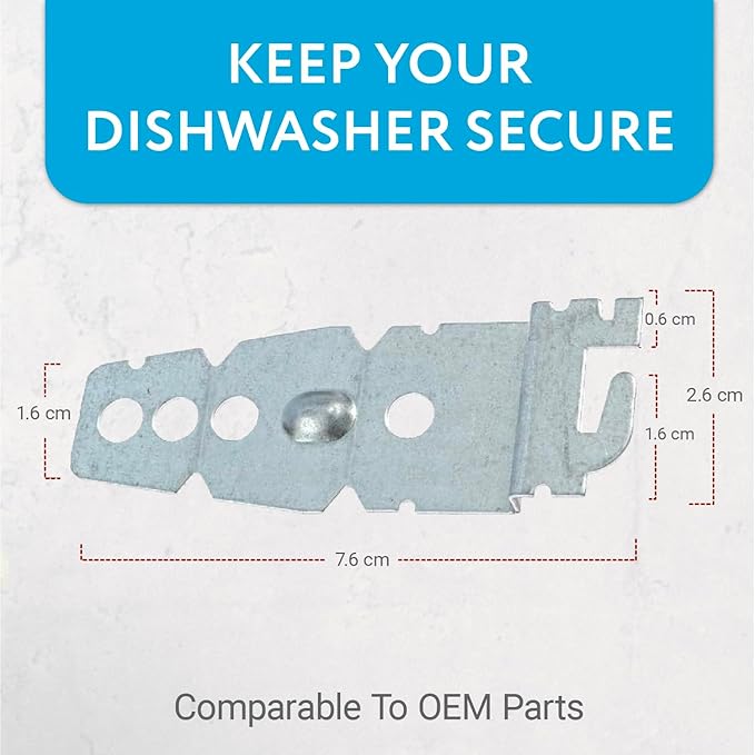 IMPRESA Undercounter Dishwasher Bracket Replacement - Easy Installation & Mounting Bracket - Durable Galvanized Steel & Dishwasher Anchor Clips - Pack of 2, 3 in x 1 in