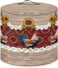 Air Fryer Dust Cover Compatible with 6 Quart Instant Pot, Insulated Kitchen Appliance Cover with Top Handle and Storage Pockets for Gift, Daisy Rooster Wood Grain