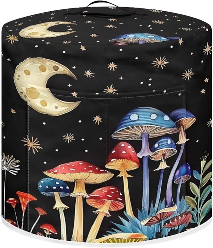 Mushroom Moon Pressure Cooker Cover with Storage Pocket Compatible with 8 10 Quart Instant Pot, Durable Rice Cooker Air Fryer Accessories, Waterproof Kitchen Appliances Dust Cover