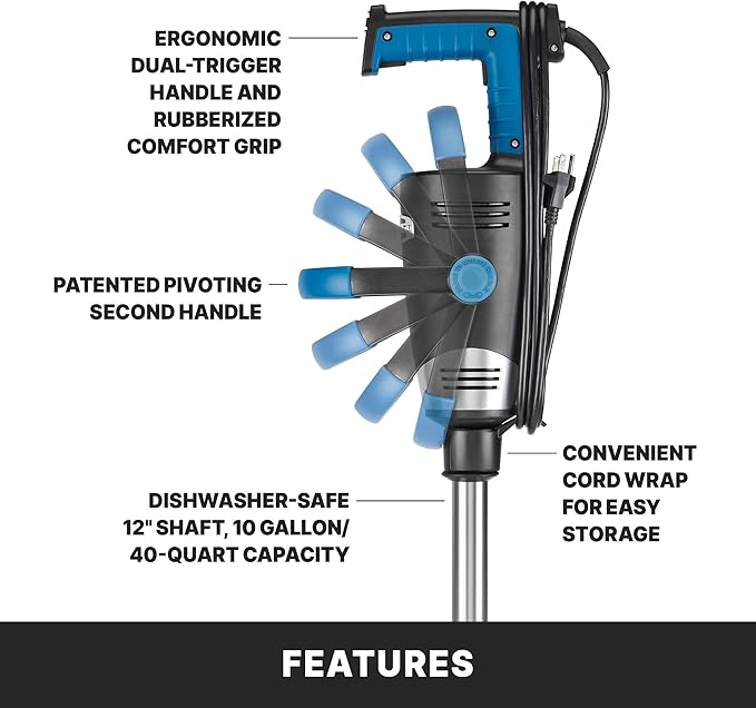 Waring EVOX 12" Big Stik Immersion Blender, 1.5 HP Variable Speed, 10-Gallon Capacity, for Sauces, Dressings, Marinades & Soups, WSB500X