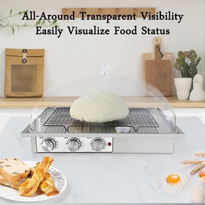 Electric Dough Proofer, Large Capacity Bread Proofing Box, Adjustable Humidity Temperature, 0-120min Timer, Ideal for Fermentation and Baking