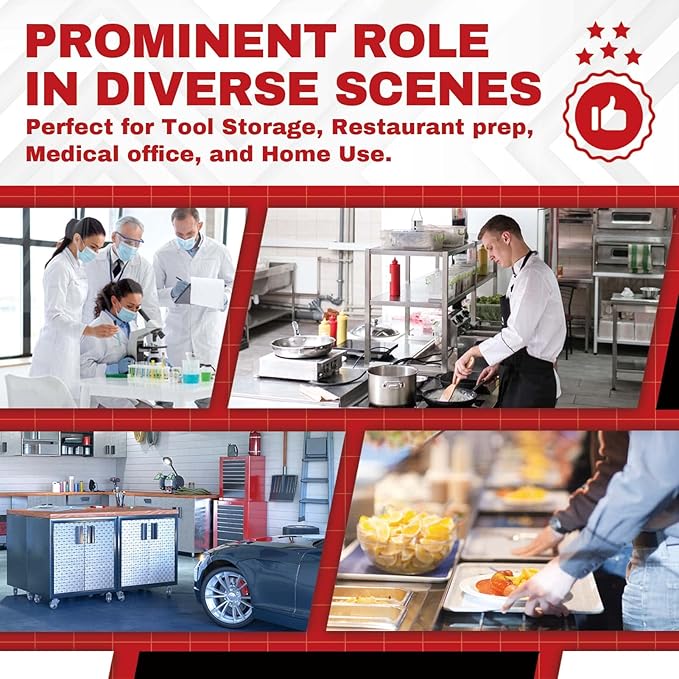 DuraSteel NSF Commercial Kitchen Table - 24 x 30 Inch Cooking Prep Stainless Steel Kitchen Island Workstation w/ Adjustable Under Shelf - Heavy Metal Backsplash Workbench For Restaurant, Home, Garage
