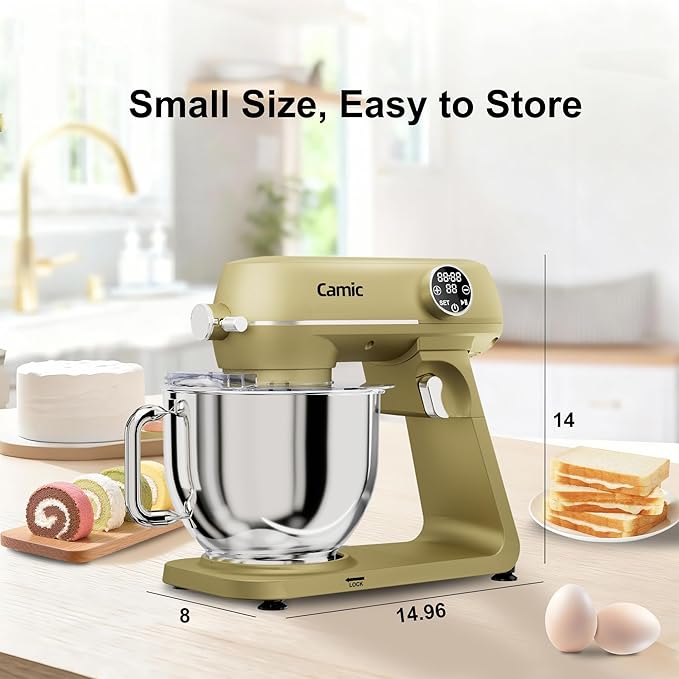 8.45 QT All Metal Stand Mixer,10 Speed Large Capacity Kitchen Mixer with Digital Timer & Tilt-Head, Electric Mixer with Whisk Dough Hook Mixing Beater for Baking,Cakes,Cookie,Bread,Salad (Champagne)