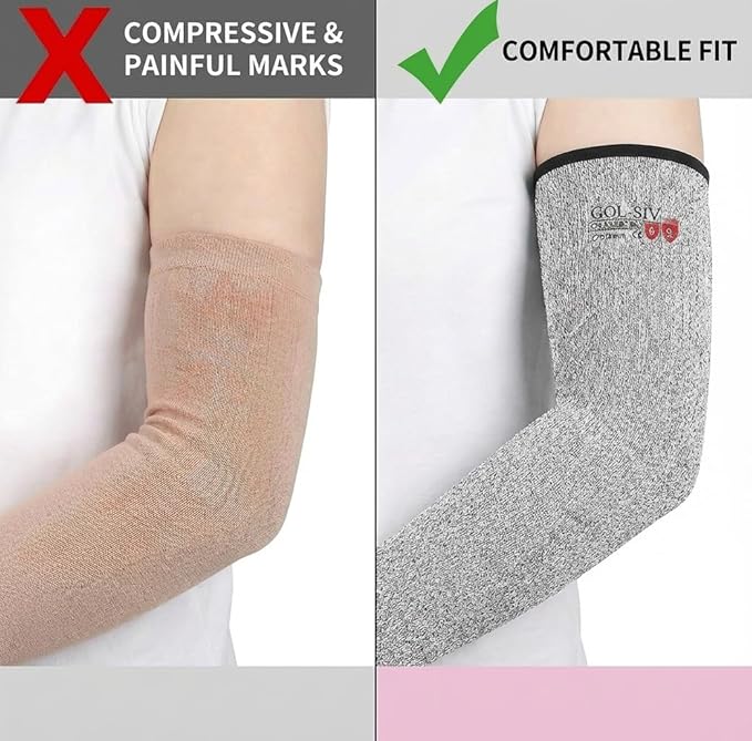 Arm Protectors For Thin Skin And Bruising, Cut Resistant Sleeves For Men Women, A5 Level Farmer Sleeve For Gardening (Grey & Pink, 2pairs, 11.8 In)