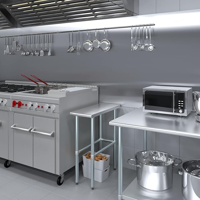 AmGood Stainless Steel Work Table Open Base | NSF Kitchen Island Food Prep | Laundry Garage Utility Bench (12" Long X 30" Deep)