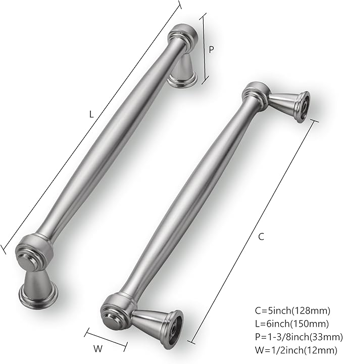 khtumeware 2 Pack 5 Inch(128mm) Brushed Satin Nickel Cabinet Pulls Kitchen Cabinet Handles Cabinet Hardware for Cupboard Drawer Handles Dresser Pulls