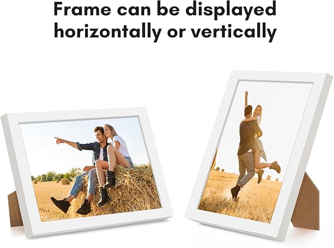 Americanflat 5x7 Picture Frame with Shatter-Resistant Glass - Streamline Collection - Thin Border Photo Frame for Tabletop and Wall Display - Hanging Hardware and Easel Stand Included - White